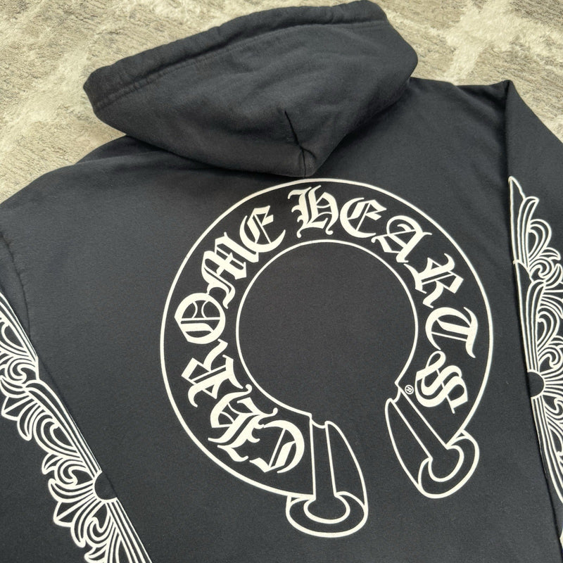 Chrome Hearts Horseshoe Floral Sleeve Pullover Hoodie 