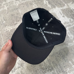 Chrome Hearts Waxed Denim Vertical Logo Baseball Hat 