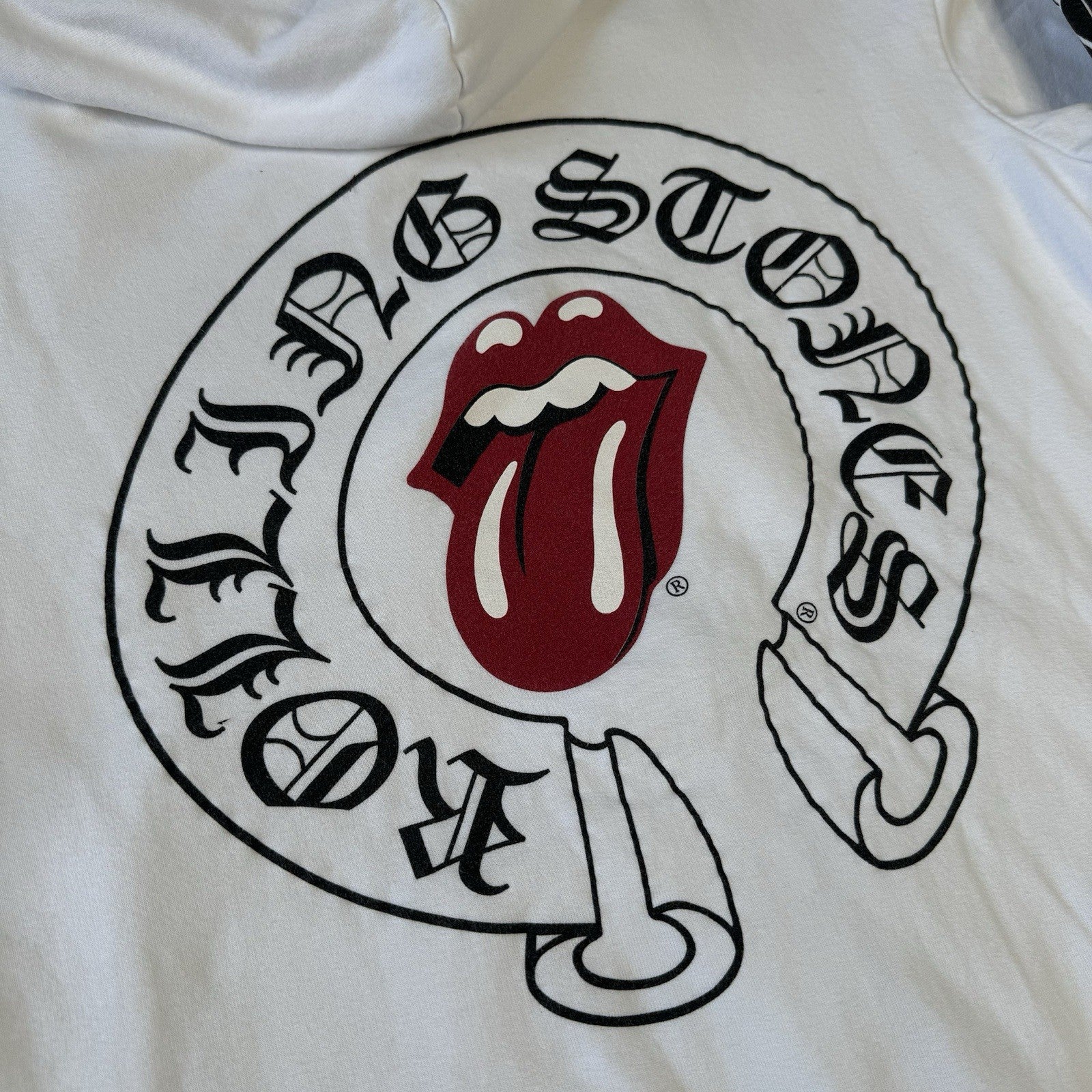 Chrome Hearts Rolling Stones Floral Horseshoe Zip Up Hoodie 