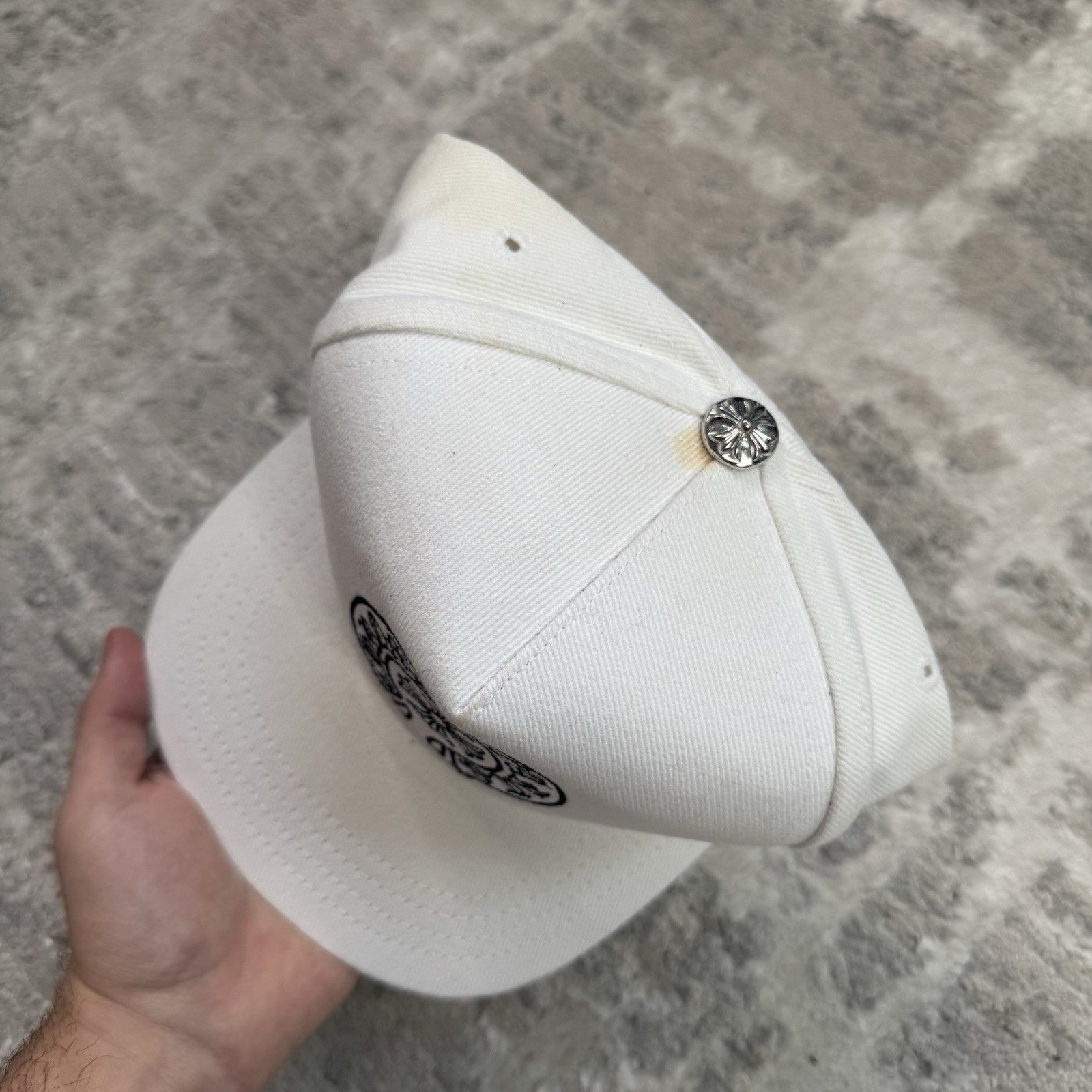 Chrome Hearts Horseshoe Logo Waxed Denim Hat 