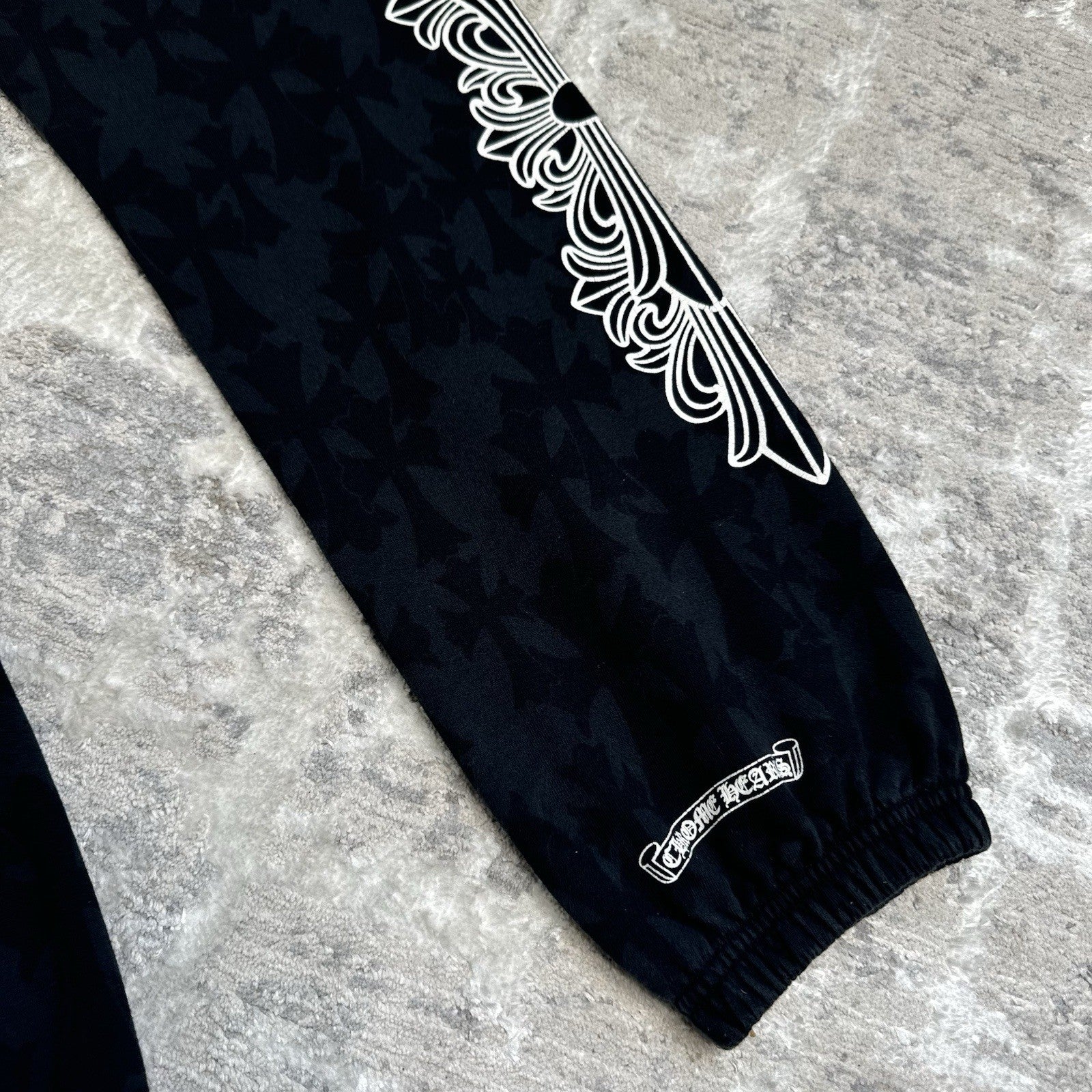 Chrome Hearts Cemetery Allover Cross Print Logo Floral Sweatpants 