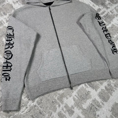 Chrome Hearts Cashmere Embroidered Sleeve Logo Zip Up Hoodie 