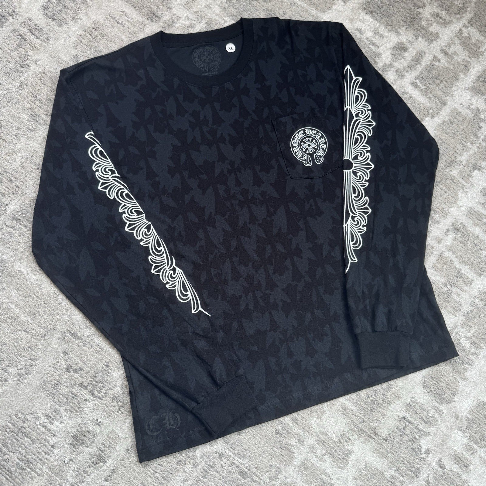 Chrome Hearts Cemetery Cross Monogram Print Long Sleeve Tee Shirt 