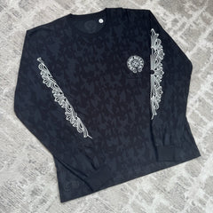 Chrome Hearts Cemetery Cross Monogram Print Long Sleeve Tee Shirt 