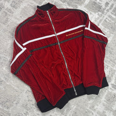 Chrome Hearts Velour Leather Zip Up Track Jacket 