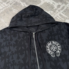 Chrome Hearts Cemetery Monogram Scroll Zip Up Hoodie 