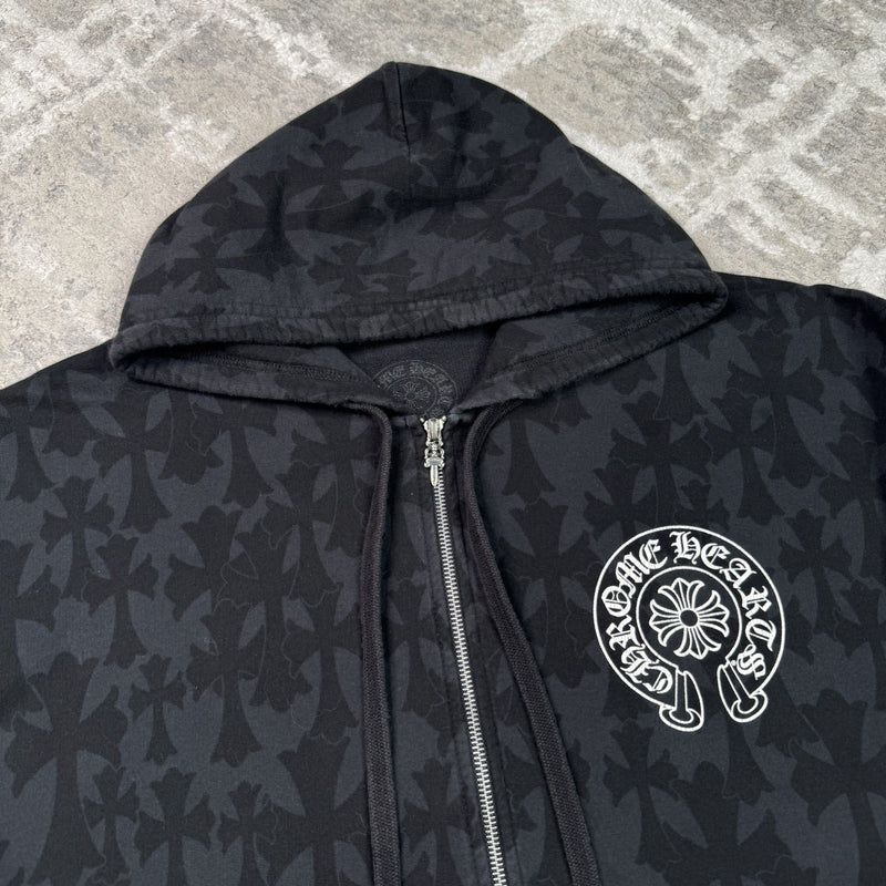 Chrome Hearts Cemetery Monogram Scroll Zip Up Hoodie 