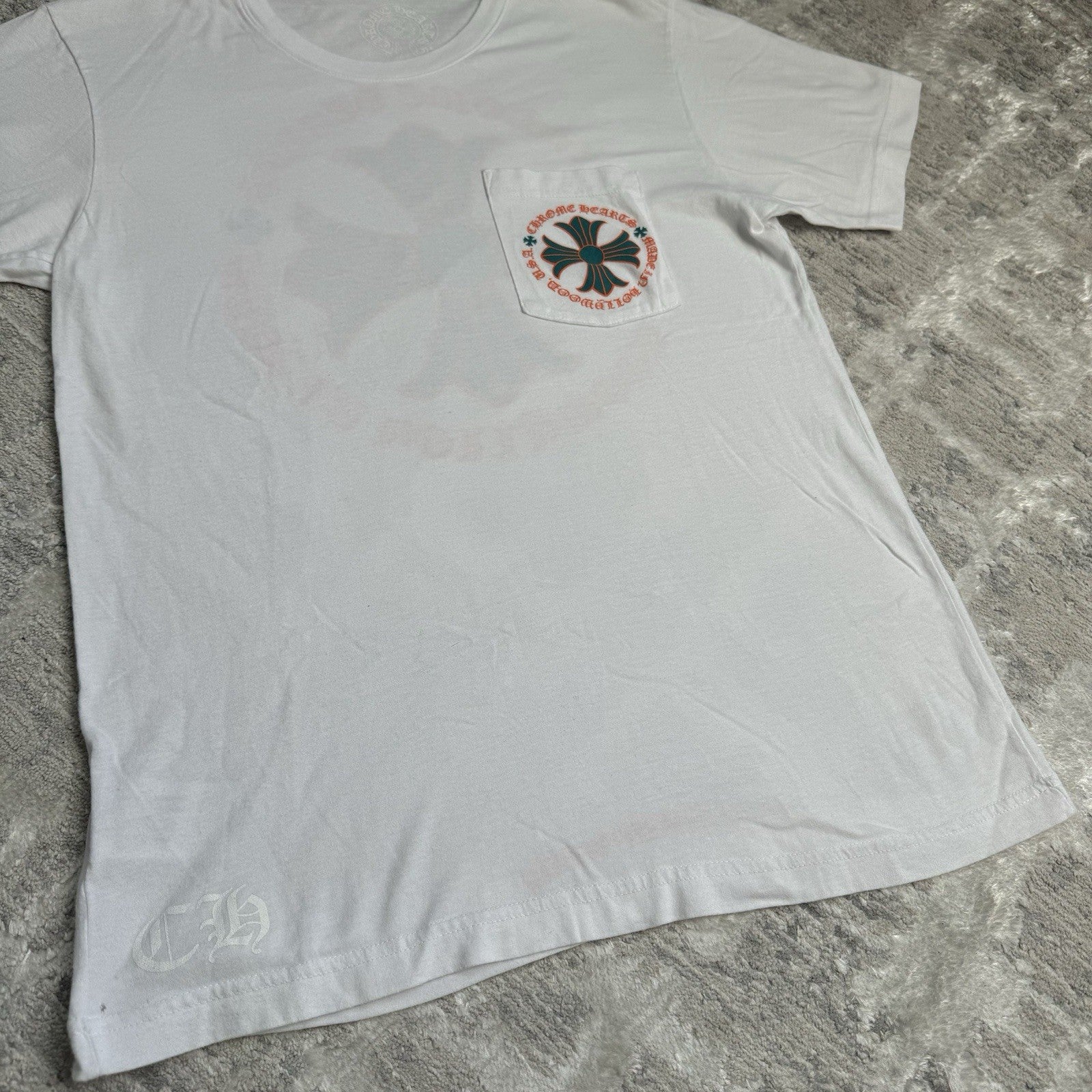 Chrome Hearts Plus Cross Back Logo Short Sleeve Pocket Tee Shirt 