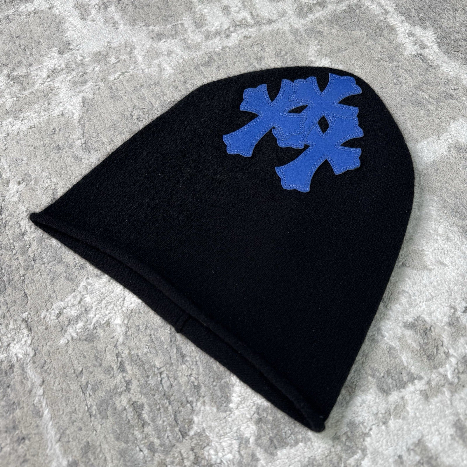 Chrome Hearts Triple cross Leather Patch Ski Mask Beanie 