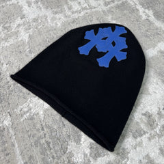 Chrome Hearts Triple cross Leather Patch Ski Mask Beanie 