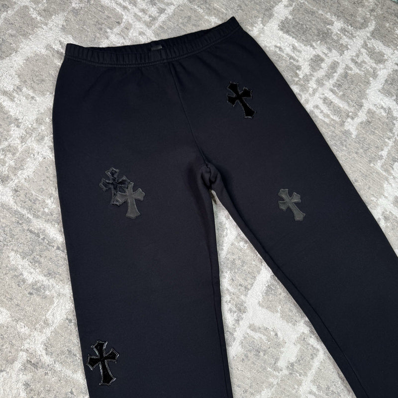 Chrome Hearts Leather Cross Patch Sweatpants 