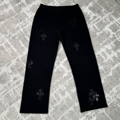 Chrome Hearts Leather Cross Patch Sweatpants 