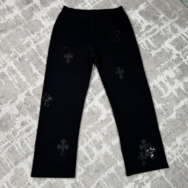 Chrome Hearts Leather Cross Patch Sweatpants 
