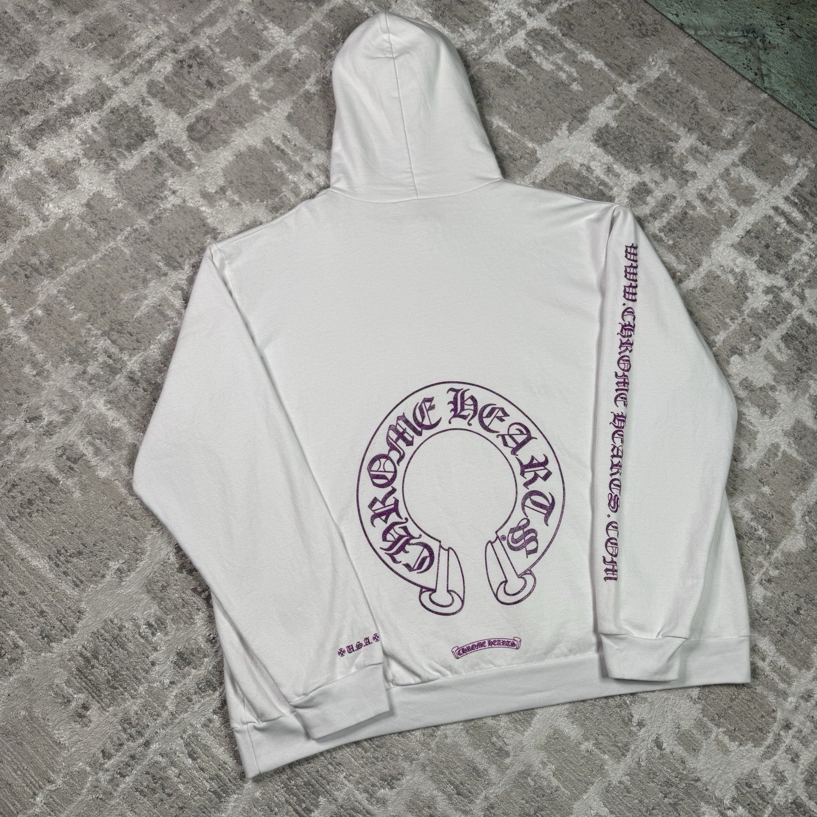 Chrome Hearts Purple Glitter Online Exclusive Horseshoe Pullover Hoodie 