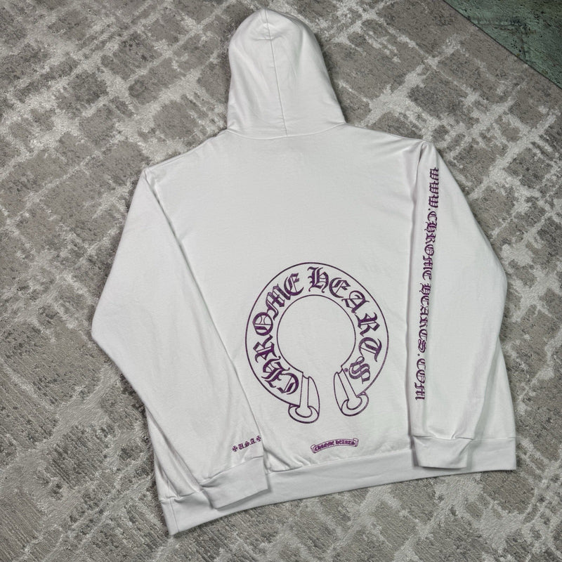 Chrome Hearts Purple Glitter Online Exclusive Horseshoe Pullover Hoodie 
