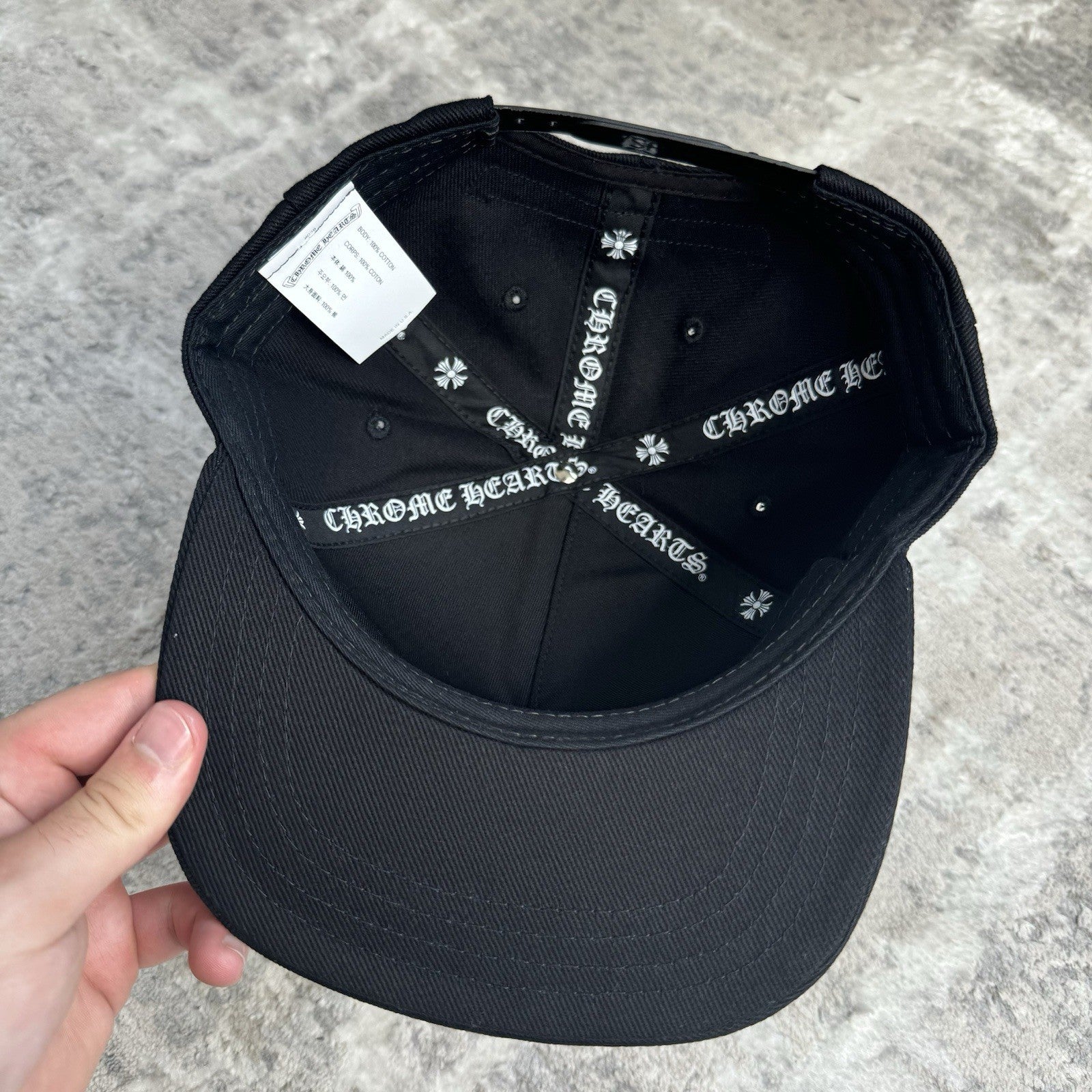 Chrome Hearts Triple Cross Waxed Denim Baseball Hat