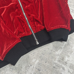 Chrome Hearts Velour Leather Zip Up Track Jacket 