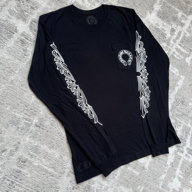 Chrome Hearts Floral Horseshoe Long Sleeve Shirt 