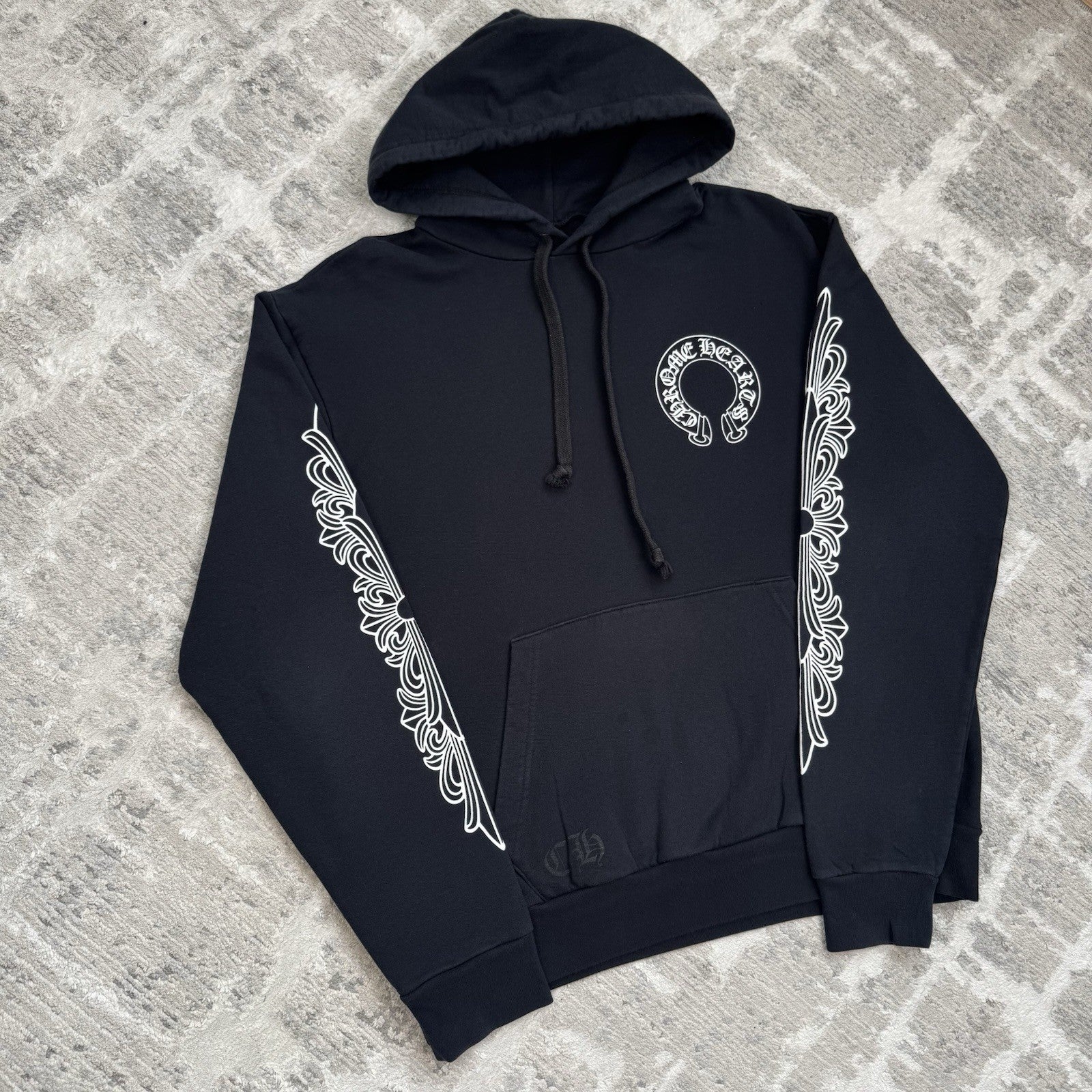 Chrome Hearts Horseshoe Floral Sleeve Pullover Hoodie 