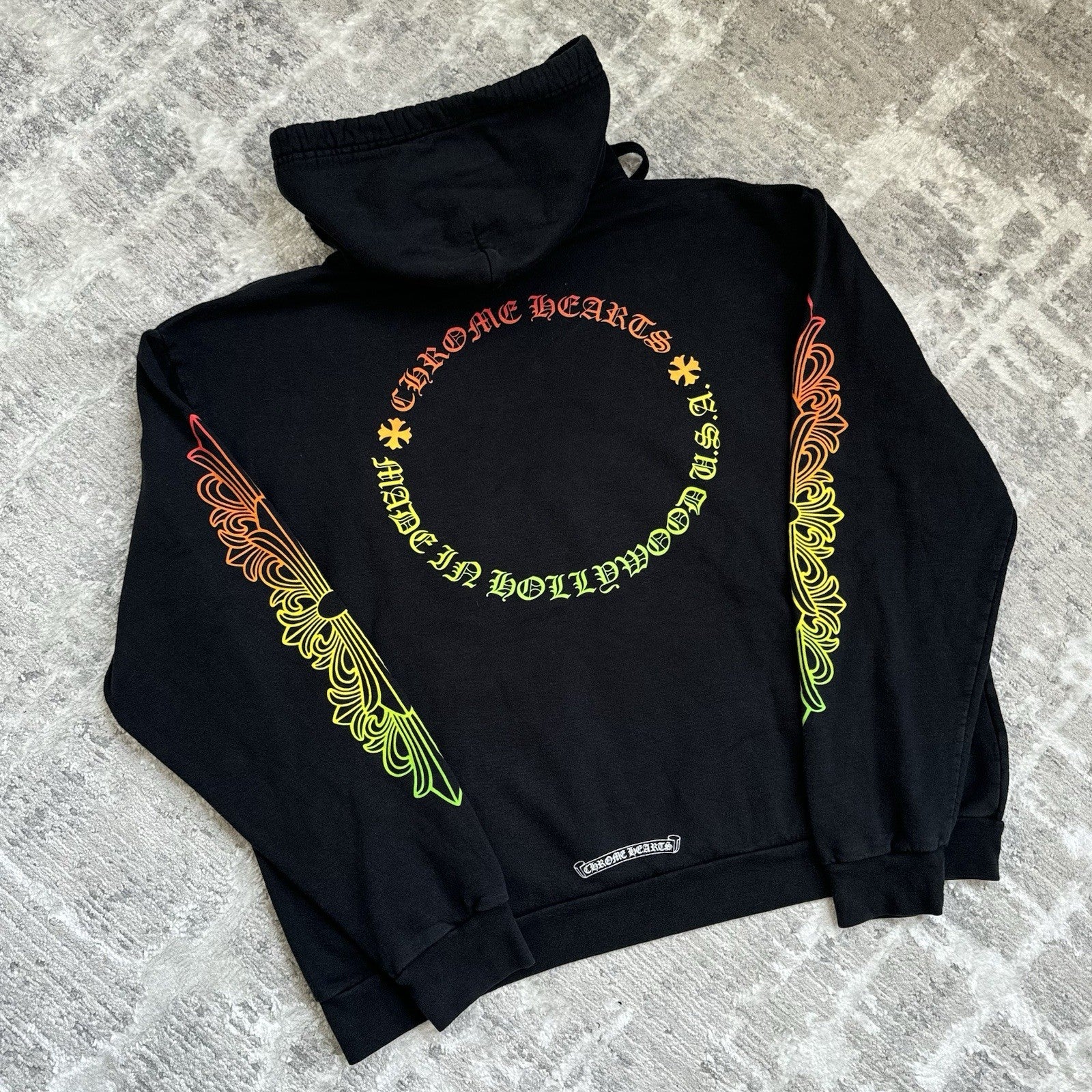 Chrome Hearts Gradient Floral Sleeve Pullover Hoodie 