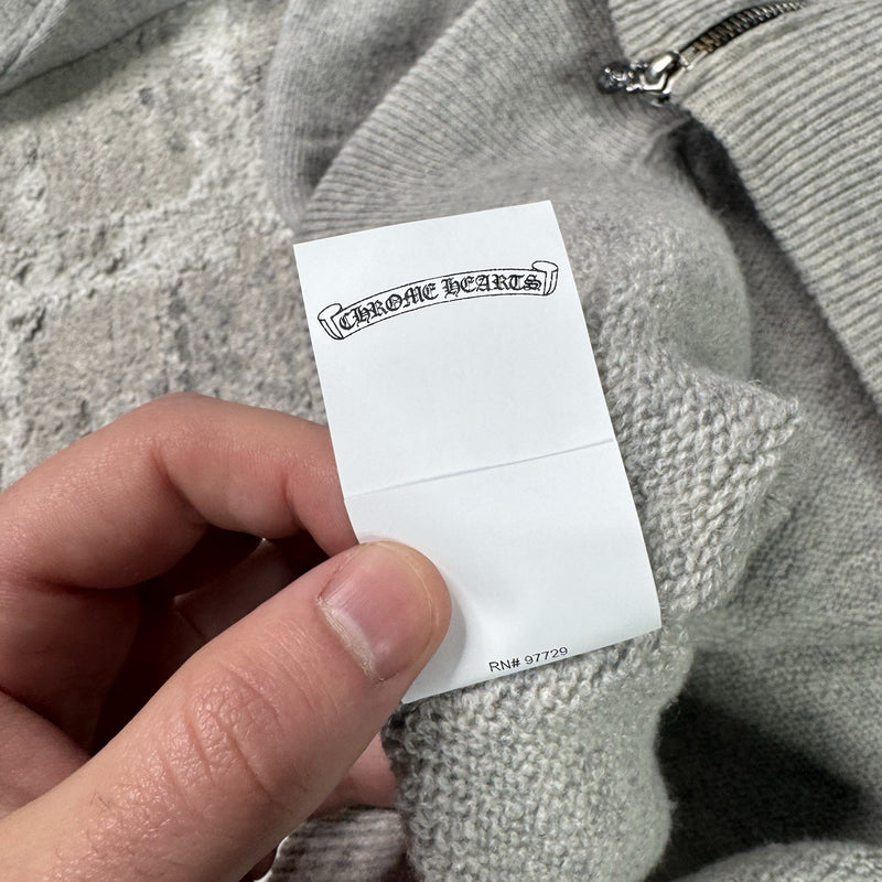 Chrome Hearts Cashmere Embroidered Sleeve Logo Zip Up Hoodie 