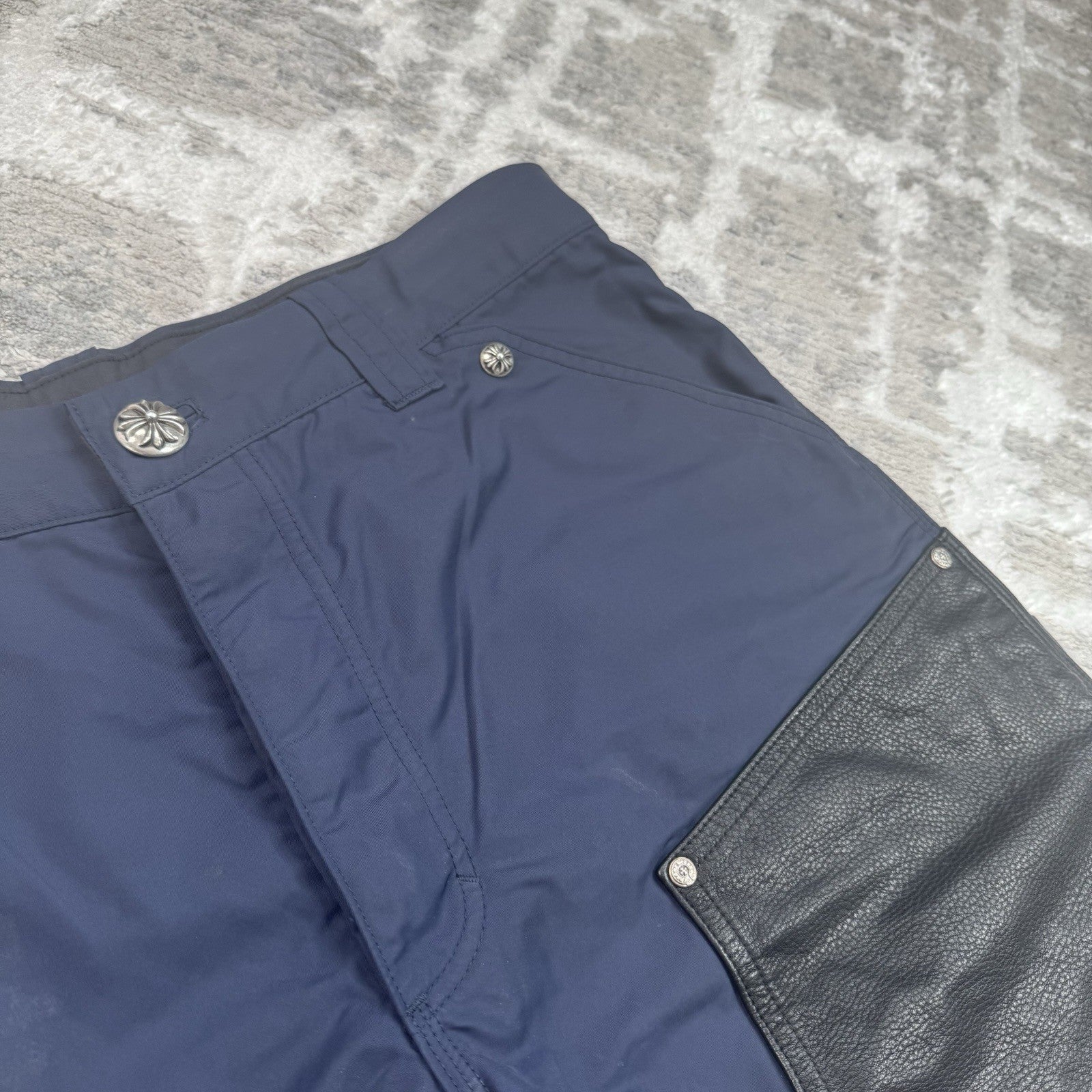 Chrome Hearts Nylon Leather Double Knee Shorts 