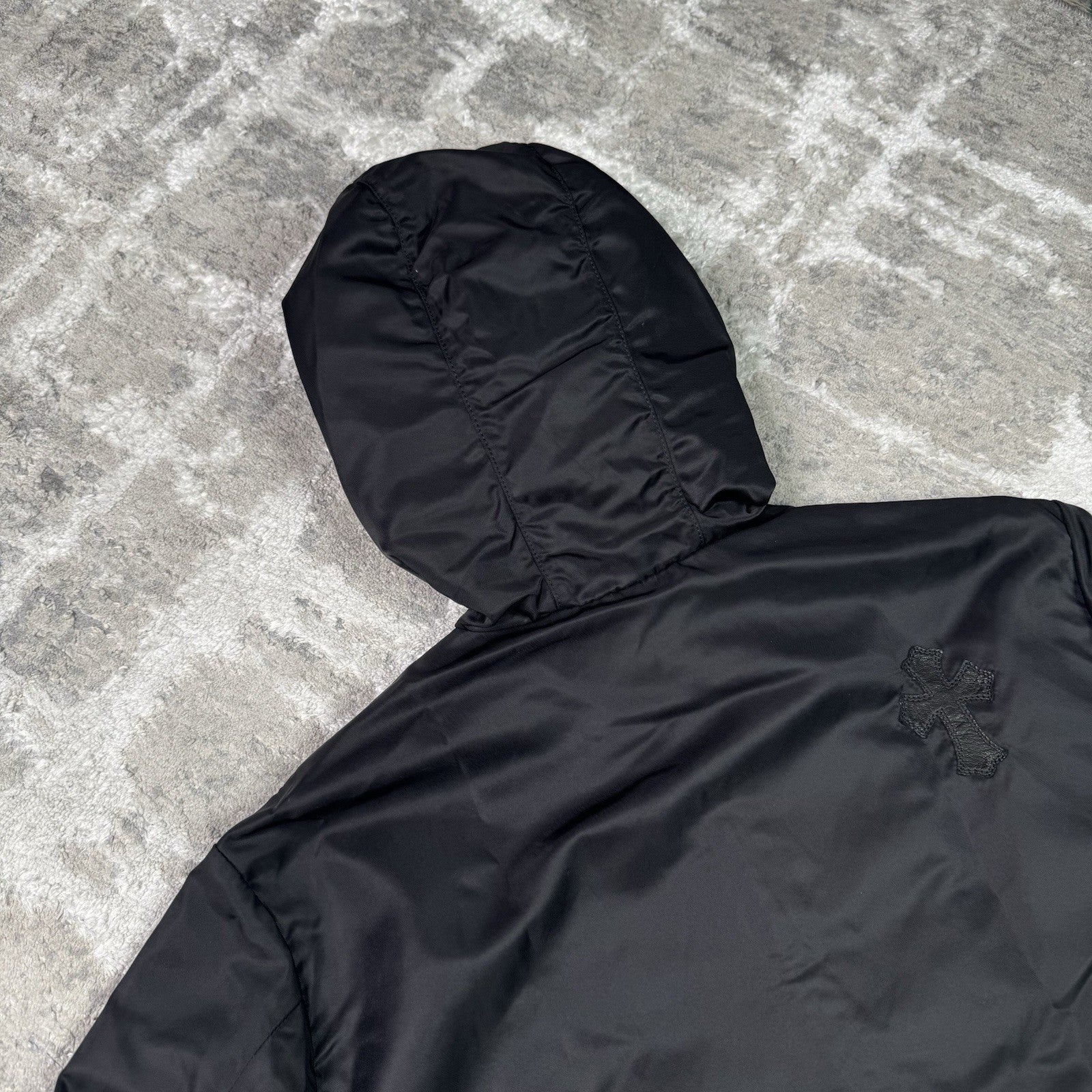 Chrome Hearts Cross Patch Nylon Fishtail Zip Up Parka Jacket 