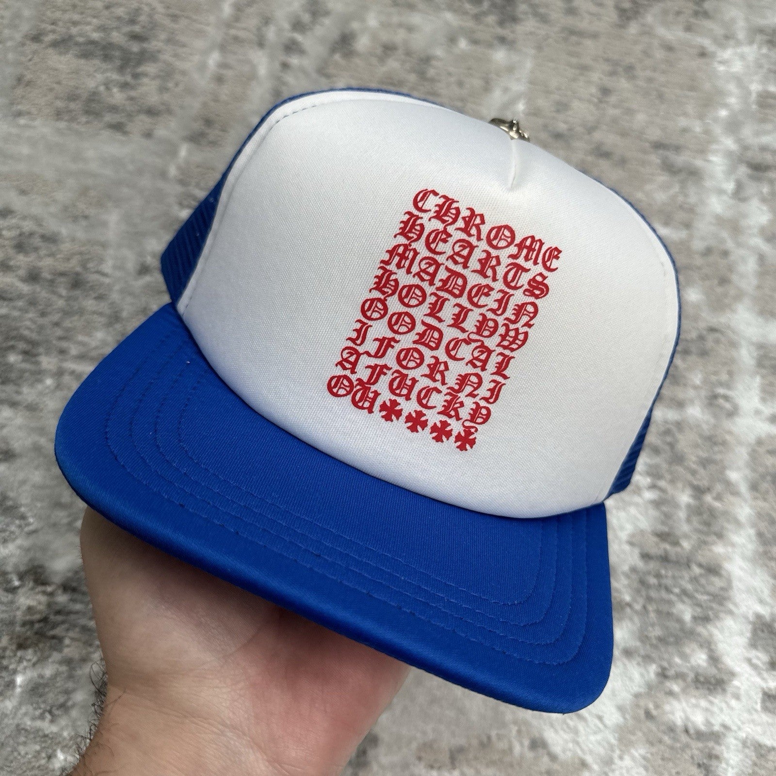Chrome Hearts Eye Chart Logo Trucker Hat