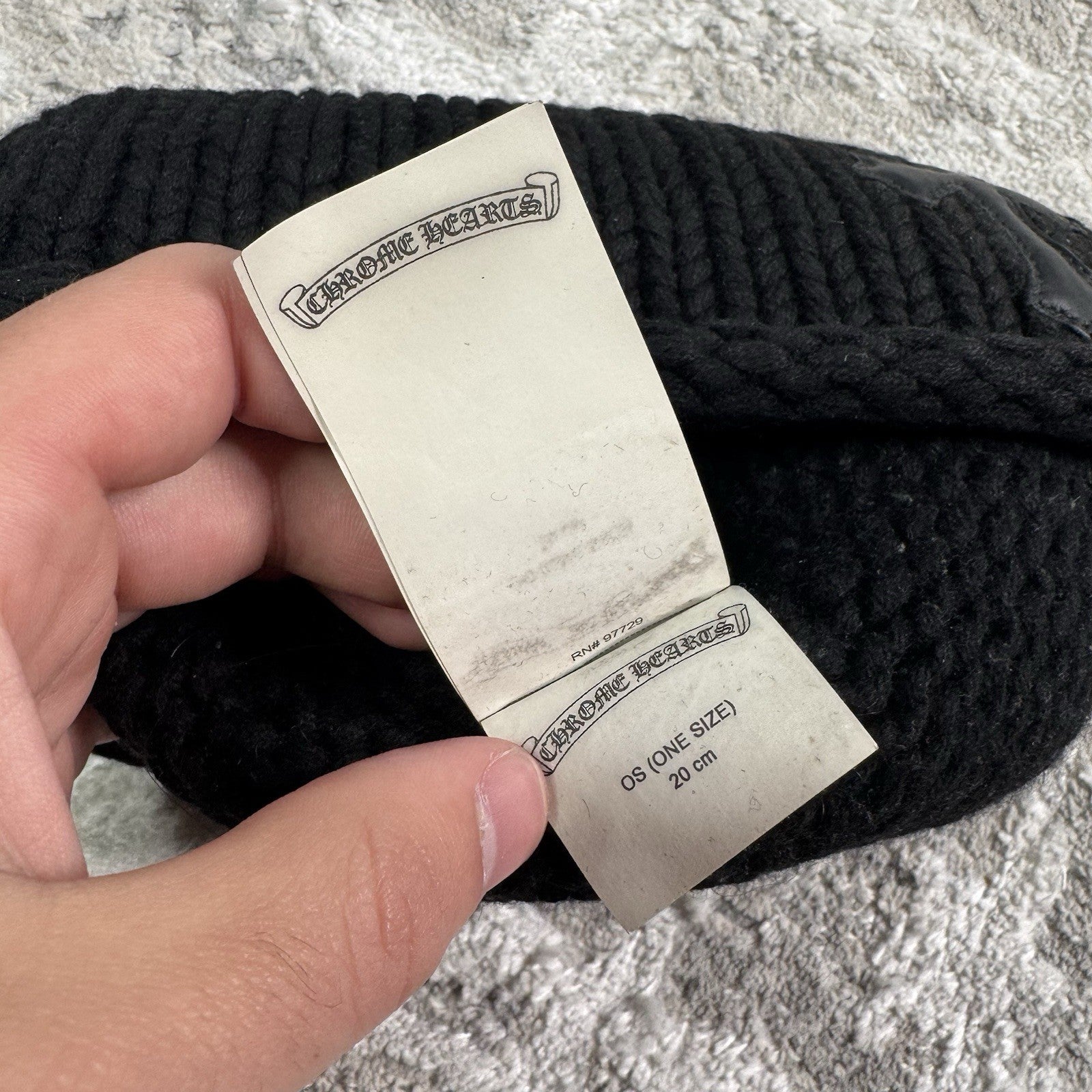 Chrome Hearts Cashmere Leather Patch Cross Beanie Hat 