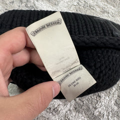 Chrome Hearts Cashmere Leather Patch Cross Beanie Hat 