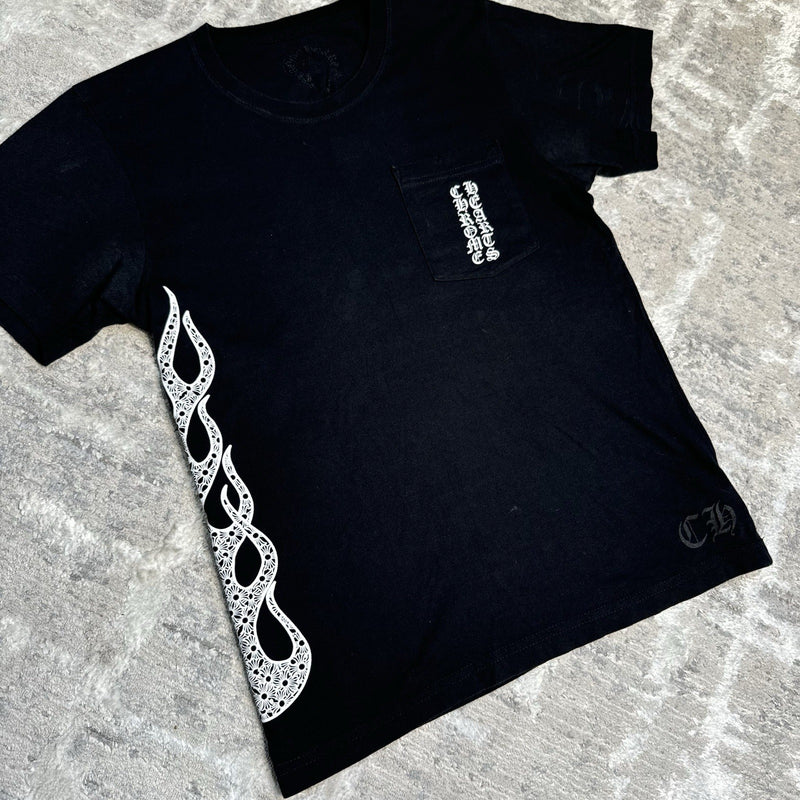Chrome Hearts Flame Logo Short Sleeve Pocket Tee Shirt 