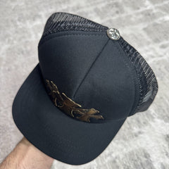 Chrome Hearts Camo Leather Triple Cross Trucker Hat