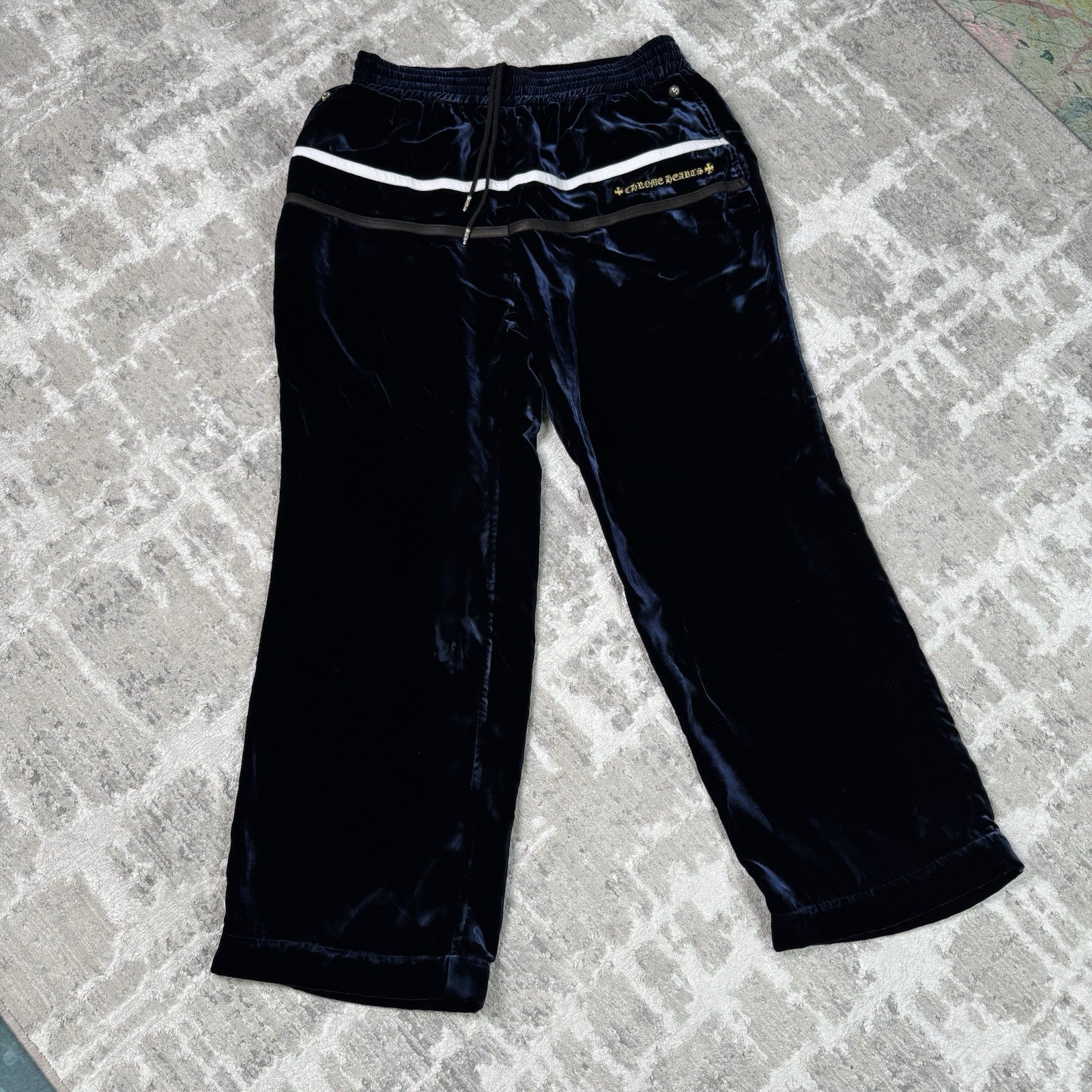 Chrome Hearts Velour Leather Track Pants 