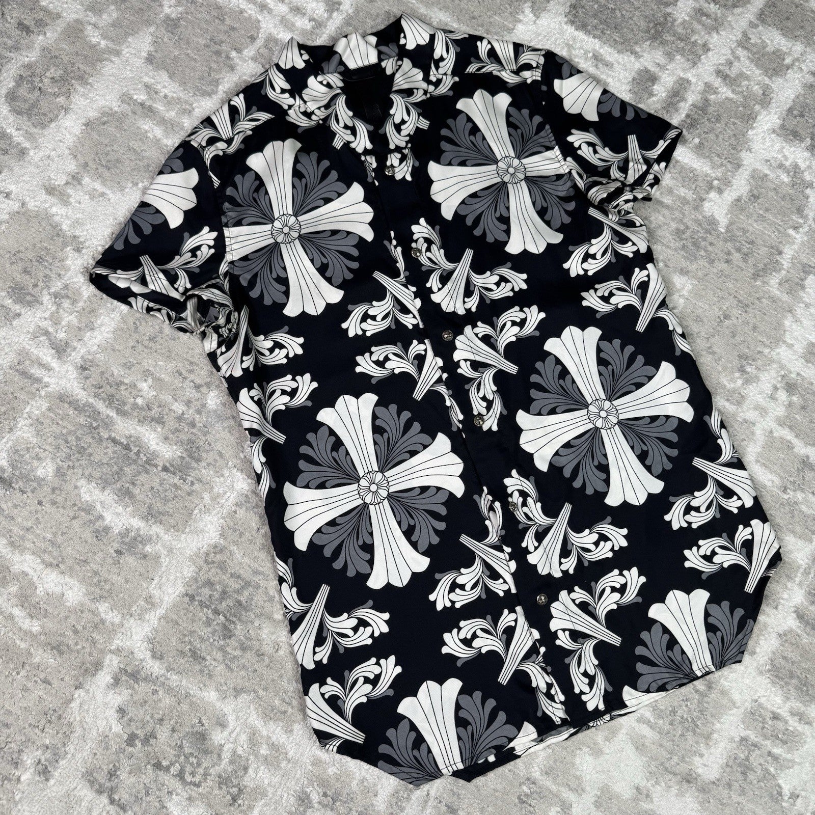 Chrome Hearts Silk Plus Cross Button Up Shirt 