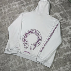 Chrome Hearts Purple Glitter Online Exclusive Horseshoe Pullover Hoodie 