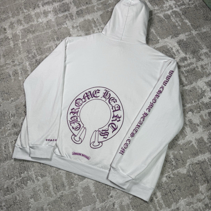 Chrome Hearts Purple Glitter Online Exclusive Horseshoe Pullover Hoodie 