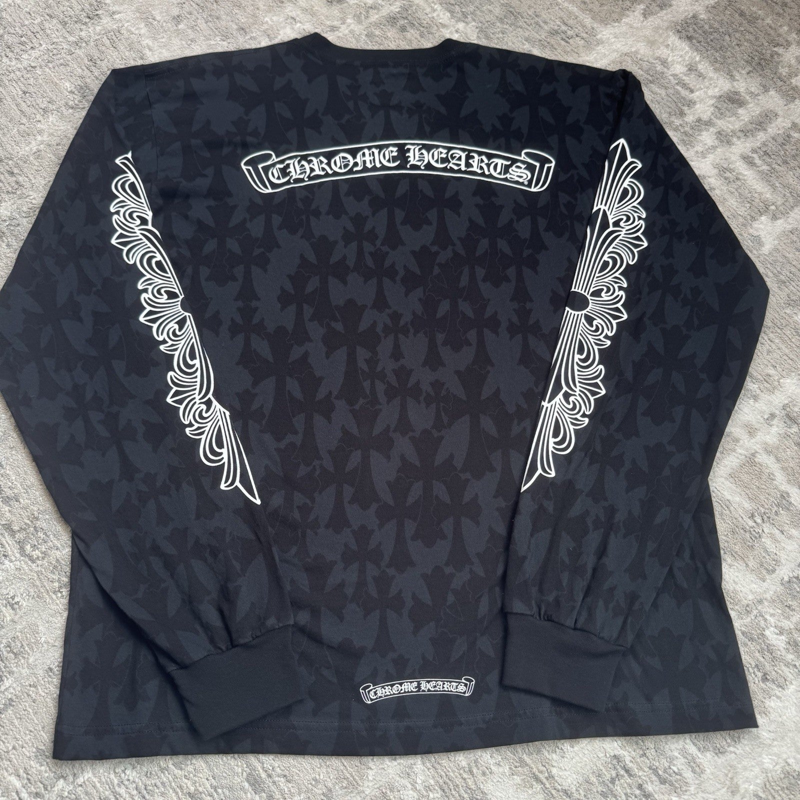 Chrome Hearts Cemetery Cross Monogram Print Long Sleeve Tee Shirt 