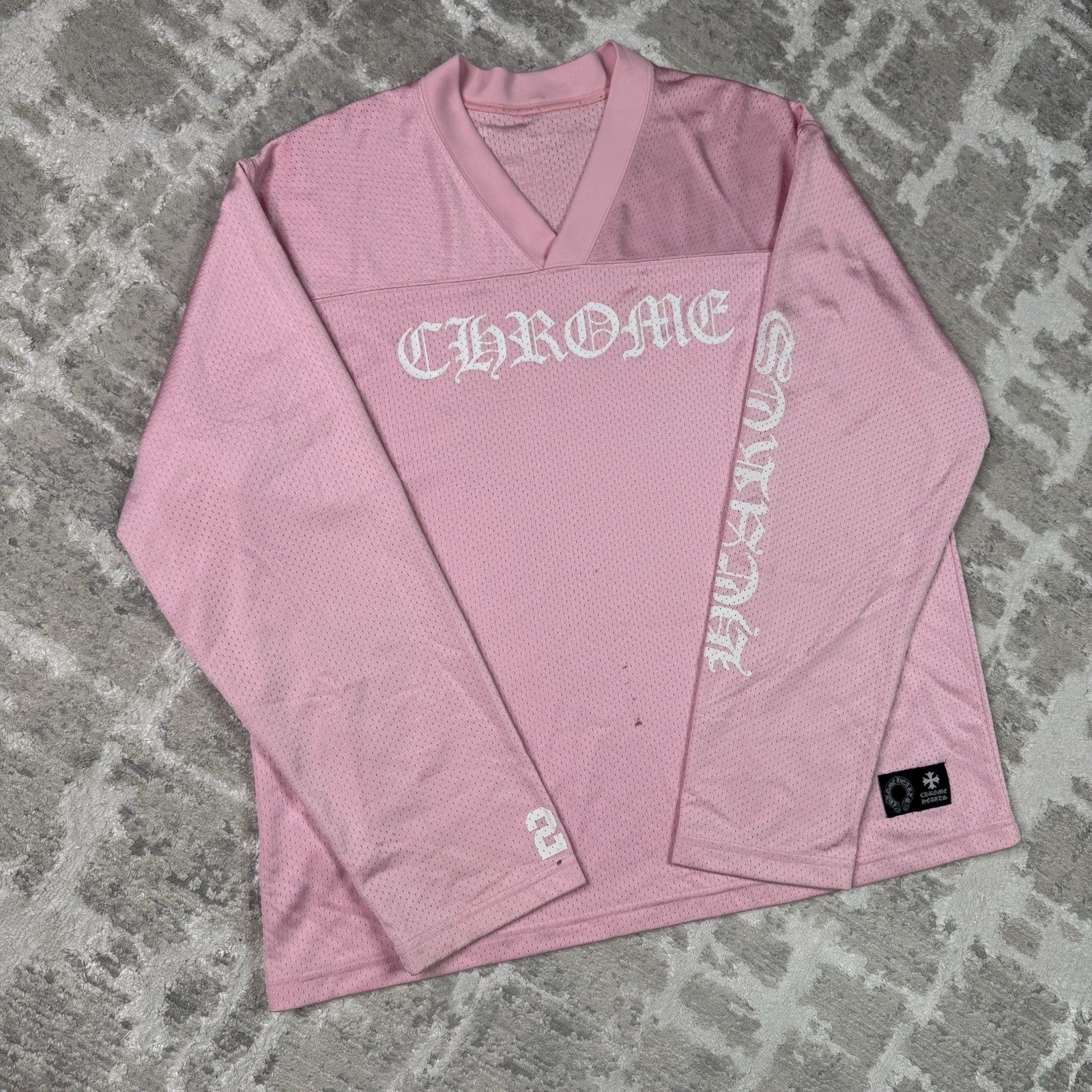 Chrome Hearts Mesh Pink Long Sleeve Stadium Jersey 