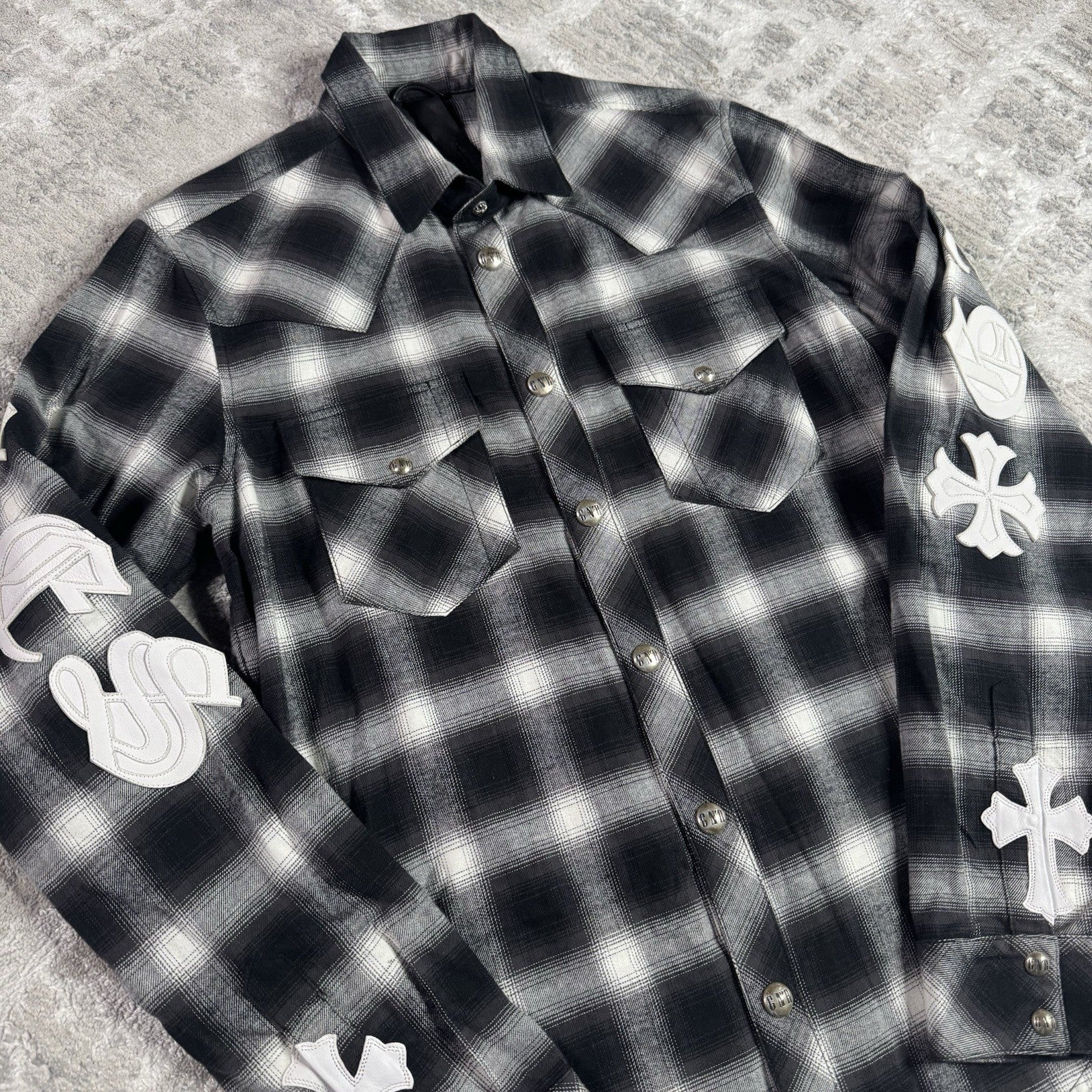 Chrome Hearts Guns N Roses Leather Button Up 