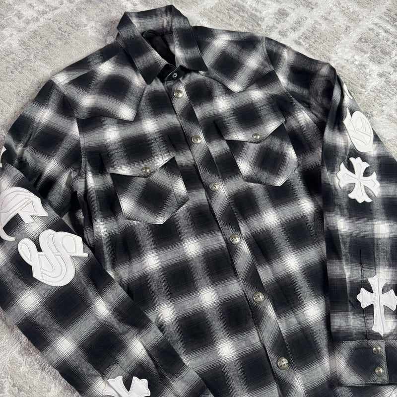 Chrome Hearts Guns N Roses Leather Button Up 