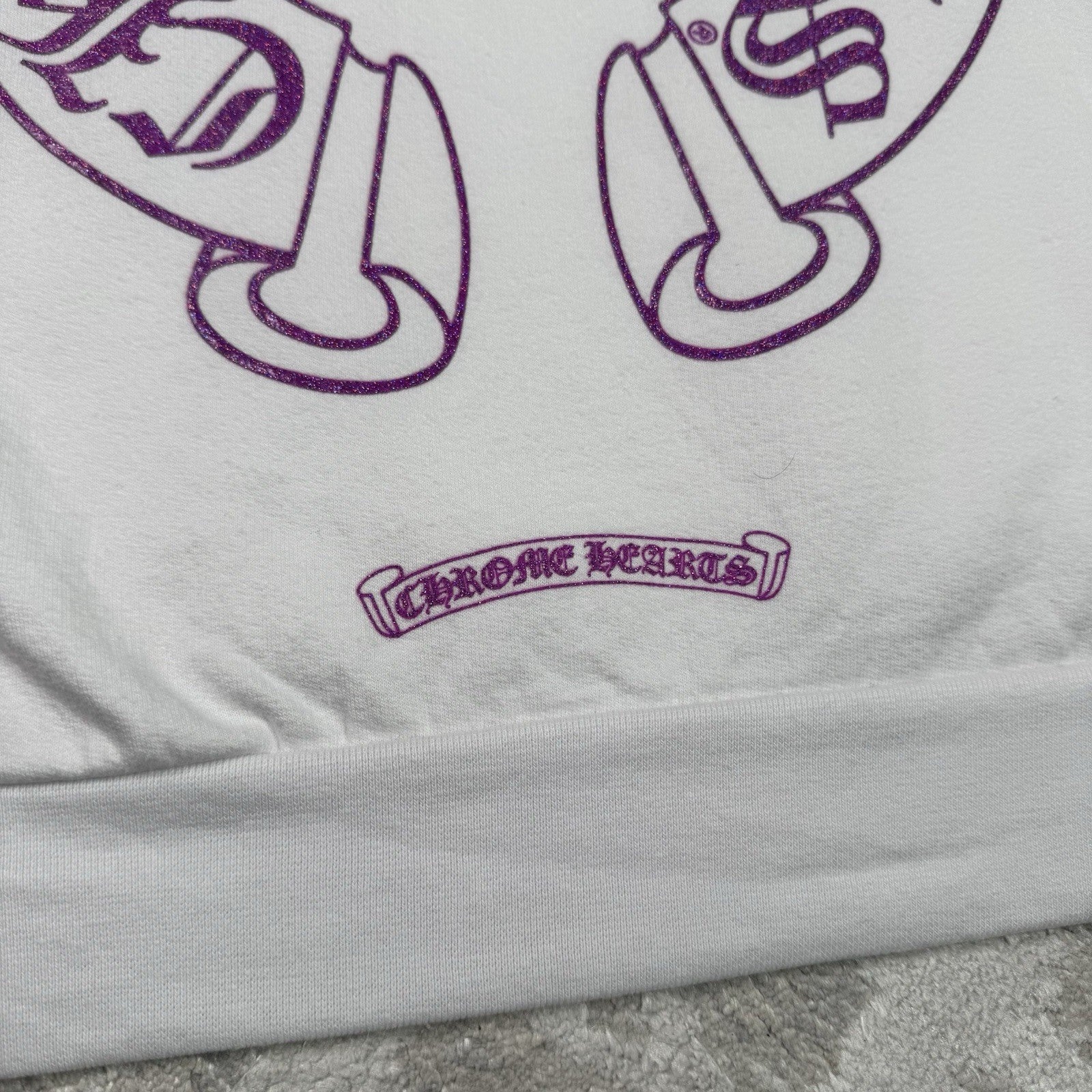 Chrome Hearts Purple Glitter Online Exclusive Horseshoe Pullover Hoodie 