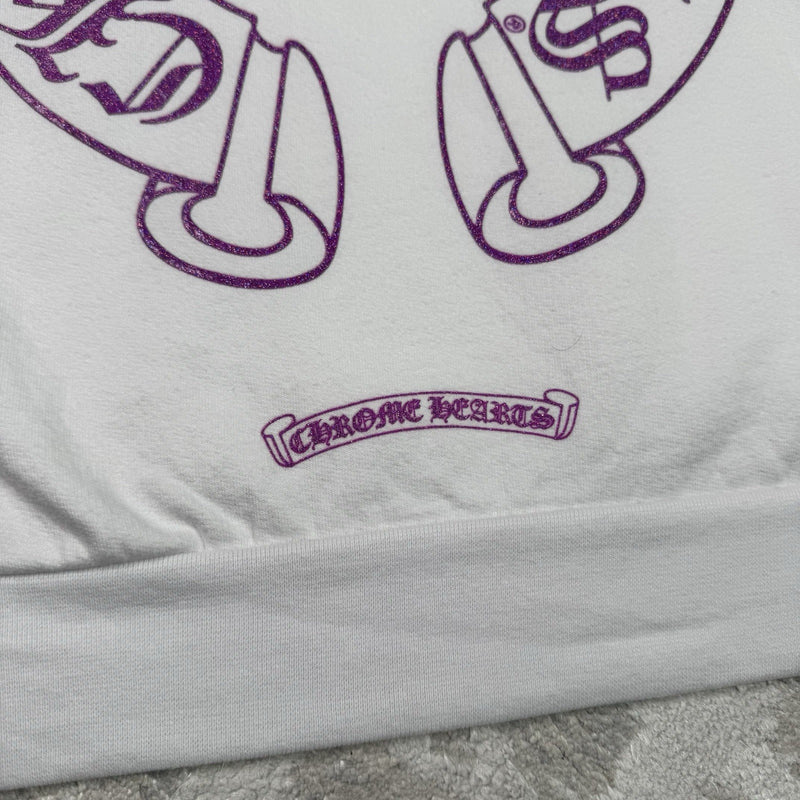 Chrome Hearts Purple Glitter Online Exclusive Horseshoe Pullover Hoodie 