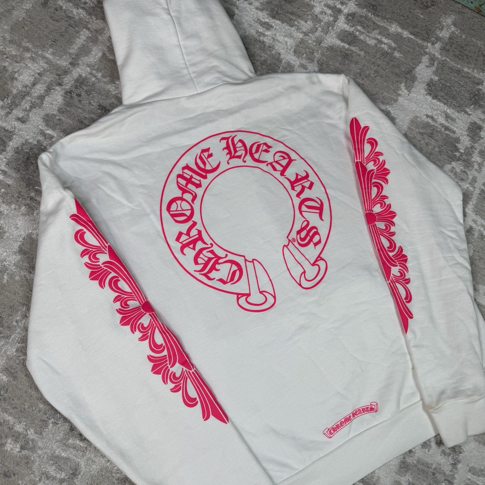 Chrome Hearts Floral Horseshoe Pink Pullover Hoodie 