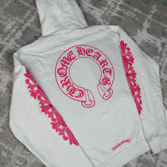 Chrome Hearts Floral Horseshoe Pink Pullover Hoodie 