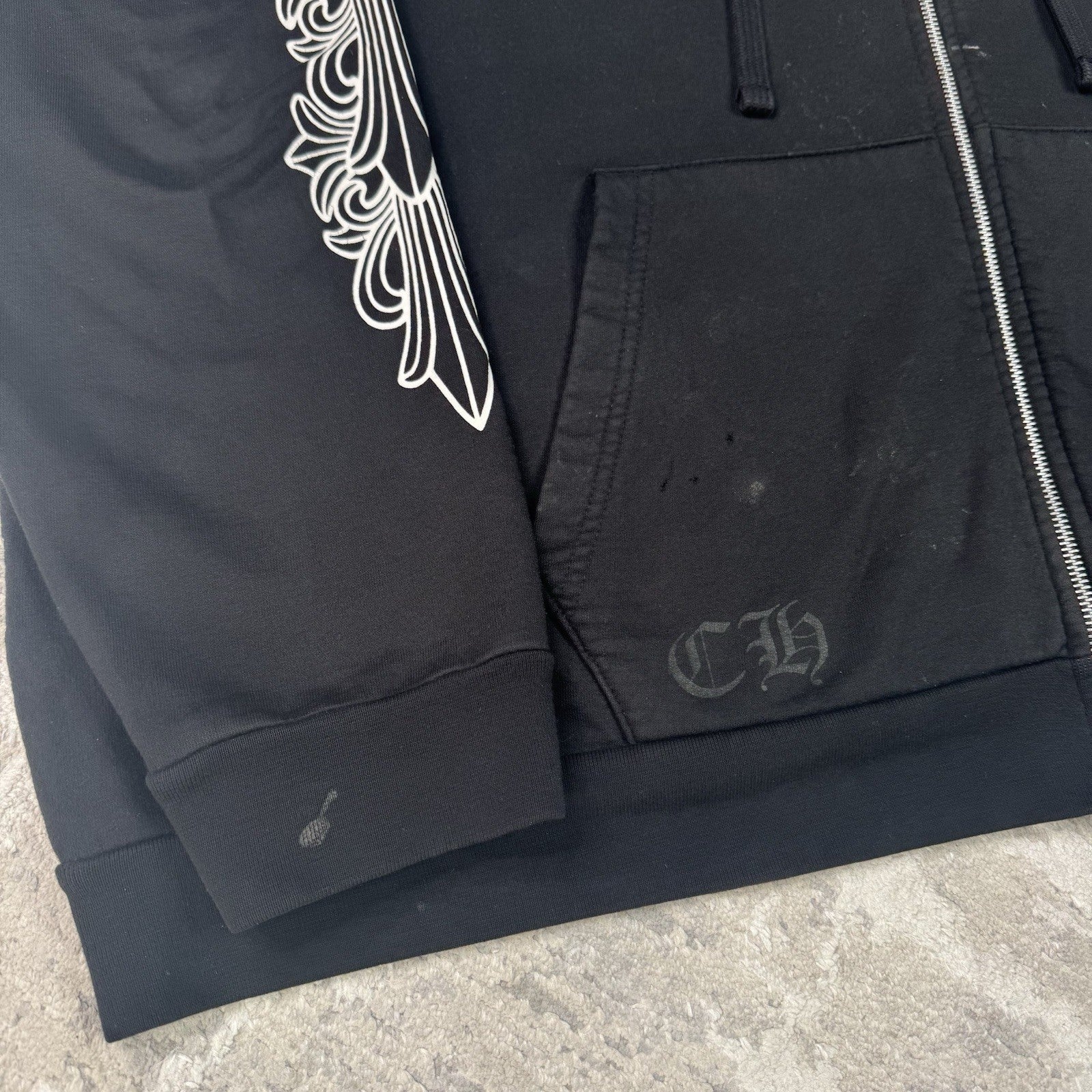 Chrome Hearts Horseshoe Floral Zip Up Hoodie 