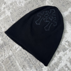 Chrome Hearts Triple cross Leather Patch Ski Mask Beanie 