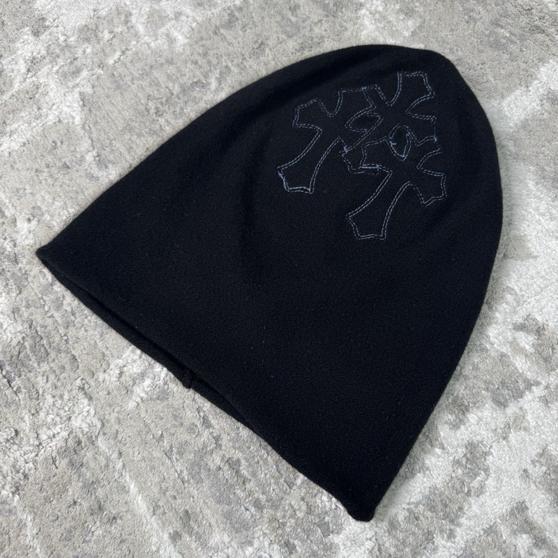 Chrome Hearts Triple cross Leather Patch Ski Mask Beanie 