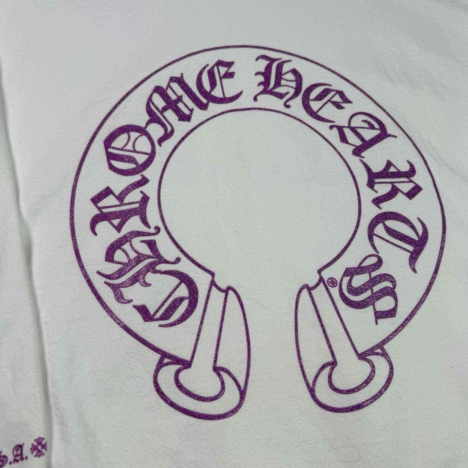 Chrome Hearts Purple Glitter Online Exclusive Horseshoe Pullover Hoodie 