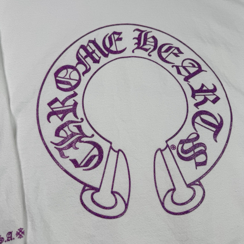 Chrome Hearts Purple Glitter Online Exclusive Horseshoe Pullover Hoodie 