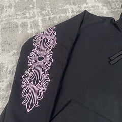 Chrome Hearts Friends And Family Pink Glitter Floral Pullover Hoodie